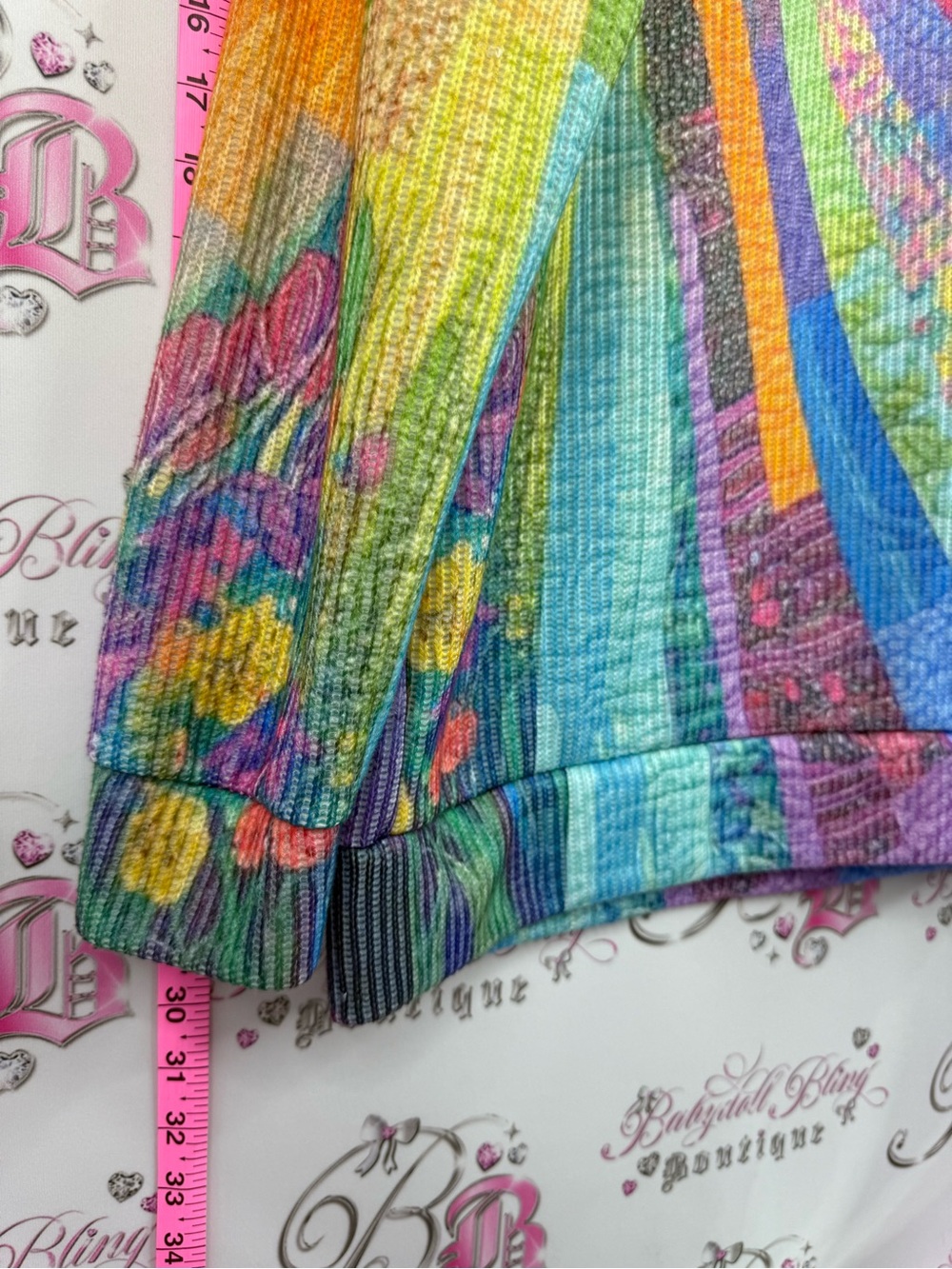 Sweater sunshine patchwork Sunburst Turtleneck Sweater - Vibrant Rainbow Knit - Picture 3 of 10